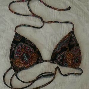 Black Paisley Triangle Bikini Top